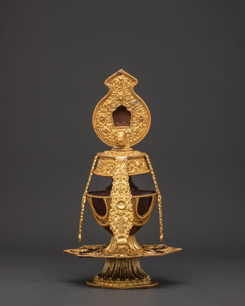 Buddhist Oxidized Copper Life Vase