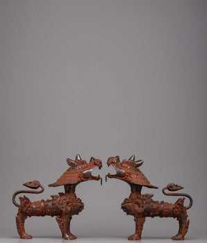 Lion Brass Statue Set
