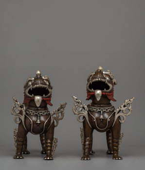 Handcrafted Lion Statue Set