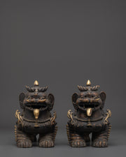 Himalayan Guardian Lion Sculptures Set