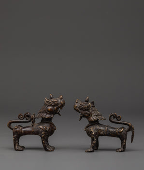 Handcrafted Bronze Lion Set