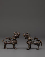 Handcrafted Bronze Lion Set