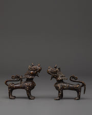 Handcrafted Bronze Lion Set
