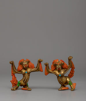 Standing Lion Statue Set