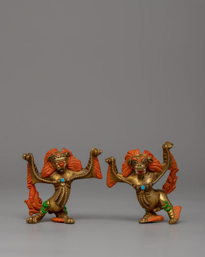 Standing Lion Statue Set