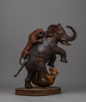 Lion Attack Elephant Statue