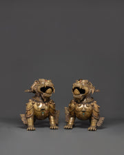 Mythical Lion Statue Set