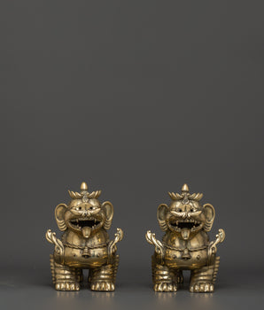 Handmade Tibetan Snow Lion Set