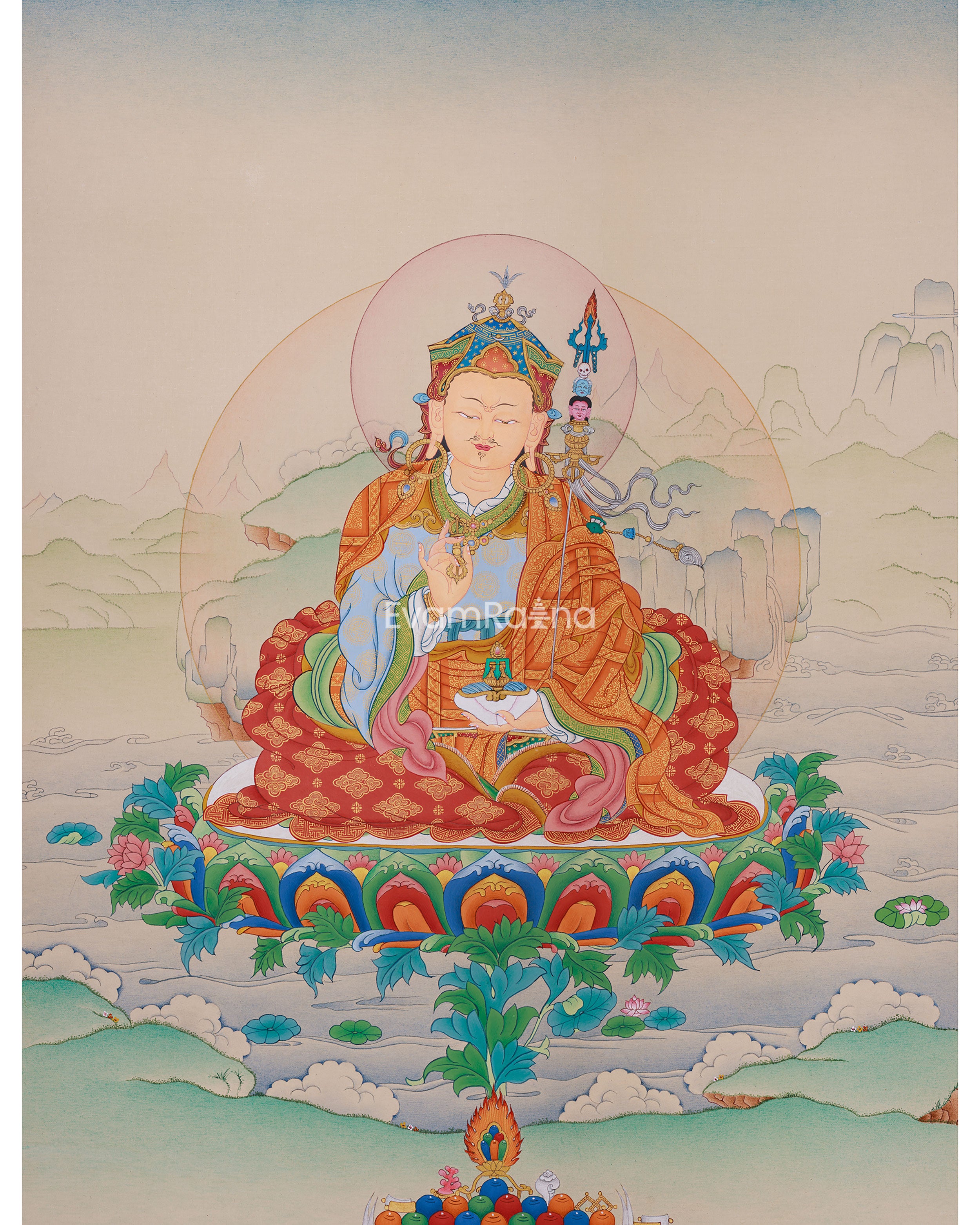 Lotus Born Guru Rinpoche Thangka | A Symbol of Wisdom and Protection