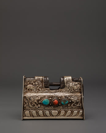 Tibetan Silver Padlock With Key