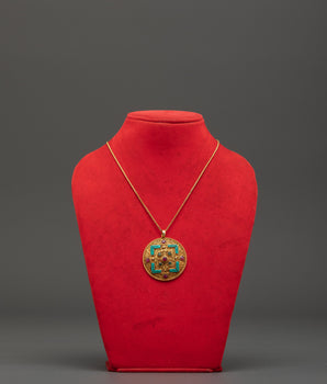 Gold Plated Locket with Turquoise | Elegant Pendant for Protection