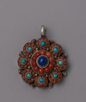 Red Coral Stone Locket | Handmade Boho Pendant