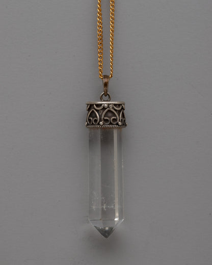 Healing Crystal Silver Pendant | Sterling Silver Jewelry with Crystal Stone