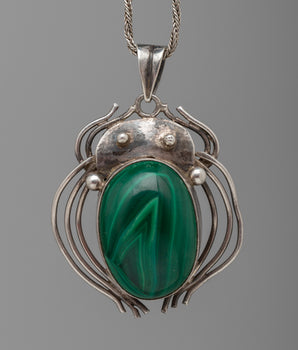 Malachite Pendant with Oval Stone Shaped