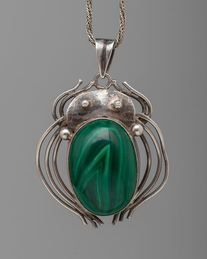 Malachite Pendant with Oval Stone Shaped