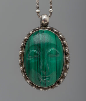 Oval Green Malachite Locket