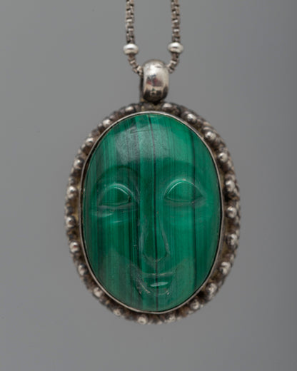 Oval Green Malachite Locket