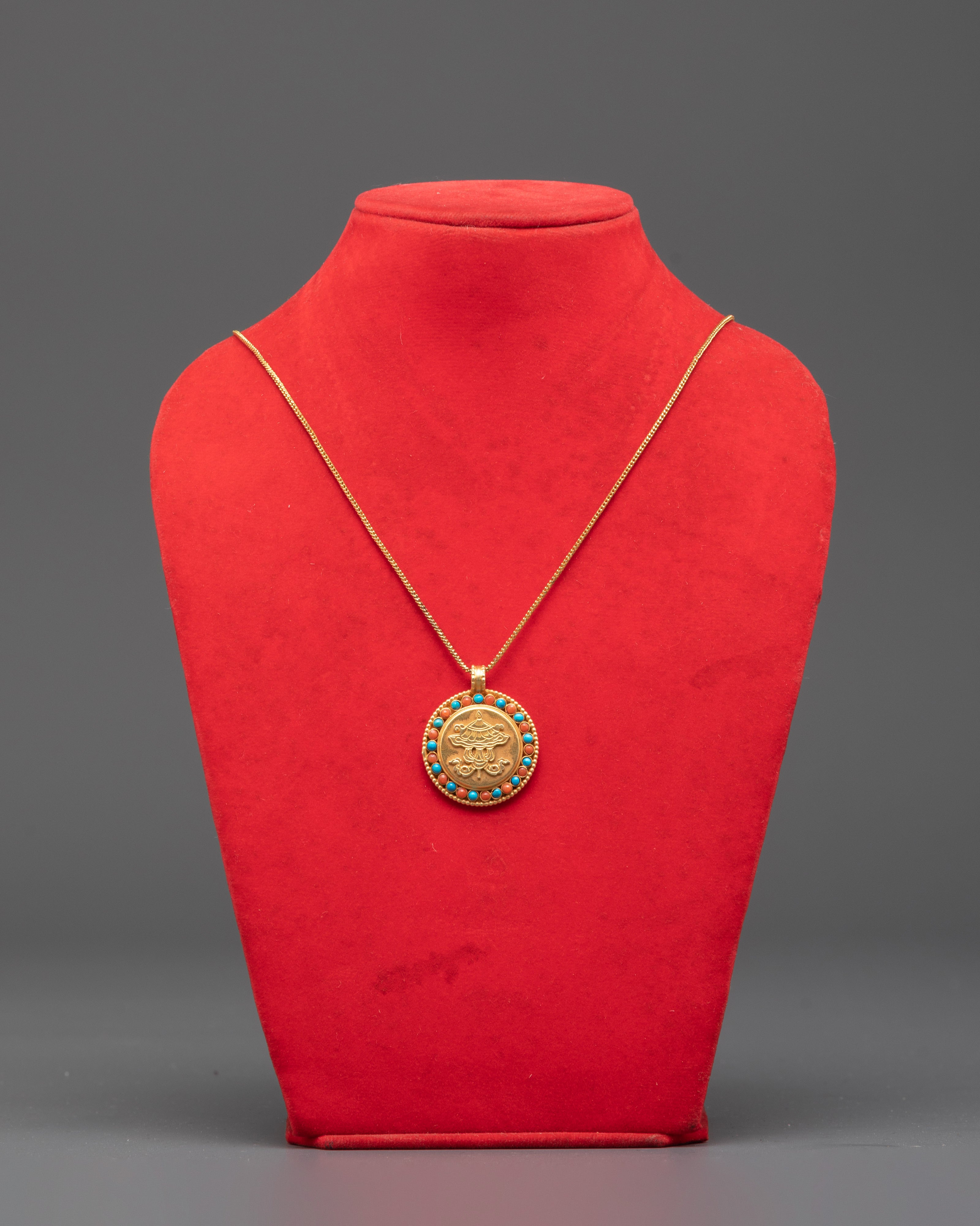 Parasol Locket with Turquoise and Coral