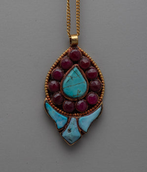 Turquoise, Ruby Gemstone Pendant