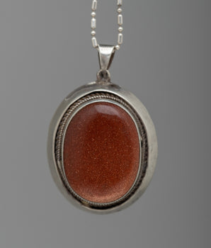 Gold Stone Oval Bezel Pendant