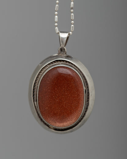 Gold Stone Oval Bezel Pendant