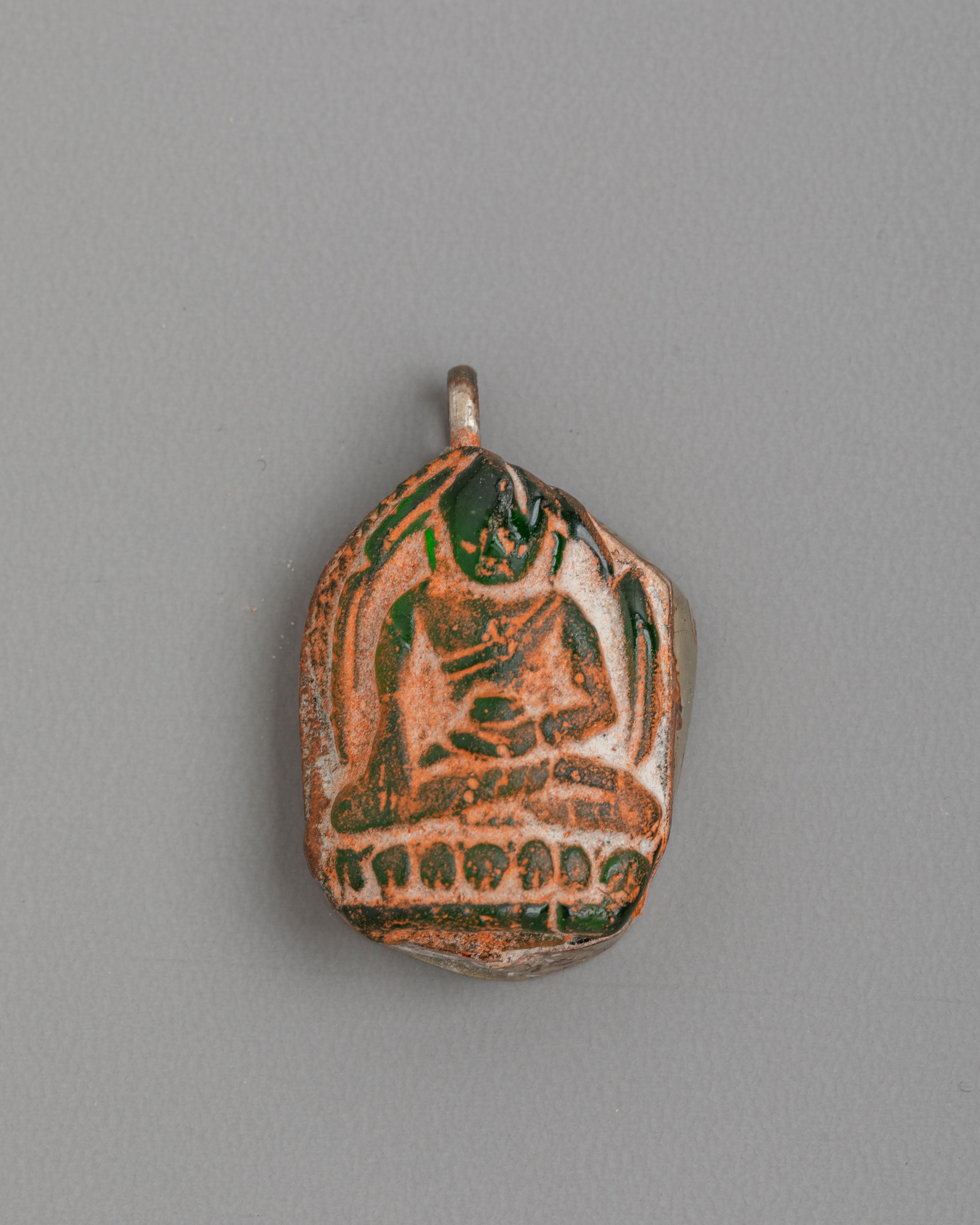 Buddha Carved Pendant | Antique Finish Buddhist Ornament
