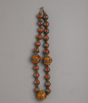 White Metal Amber Necklace