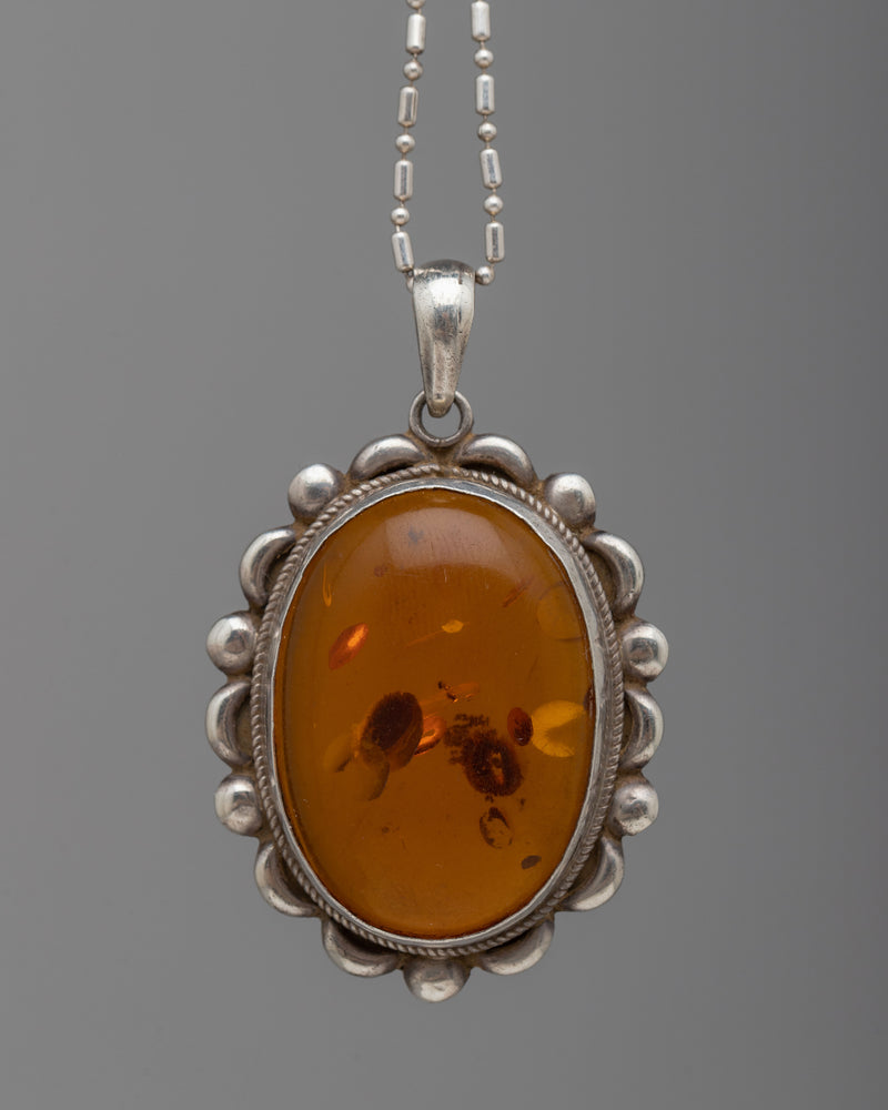 Silver Amber Pendent