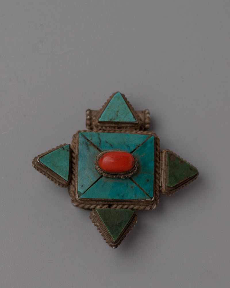 Ghau Turquoise Pendant | Bohemian Ethnic Jewelry Spiritual Amulet Pendant