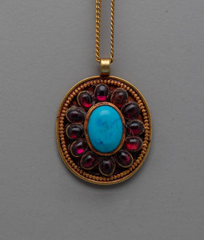 turquoise and garnet locket