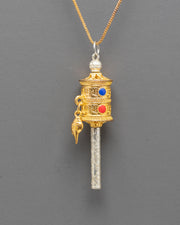 Traditional Buddhist Prayer Wheel Pendant | Himalayan Spiritual Jewelry