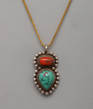 Sterling Silver Pendant with Coral