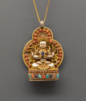 Gold Chenrezig Pendant | Symbol of Wisdom