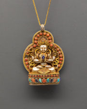 Gold Chenrezig Pendant | Symbol of Wisdom