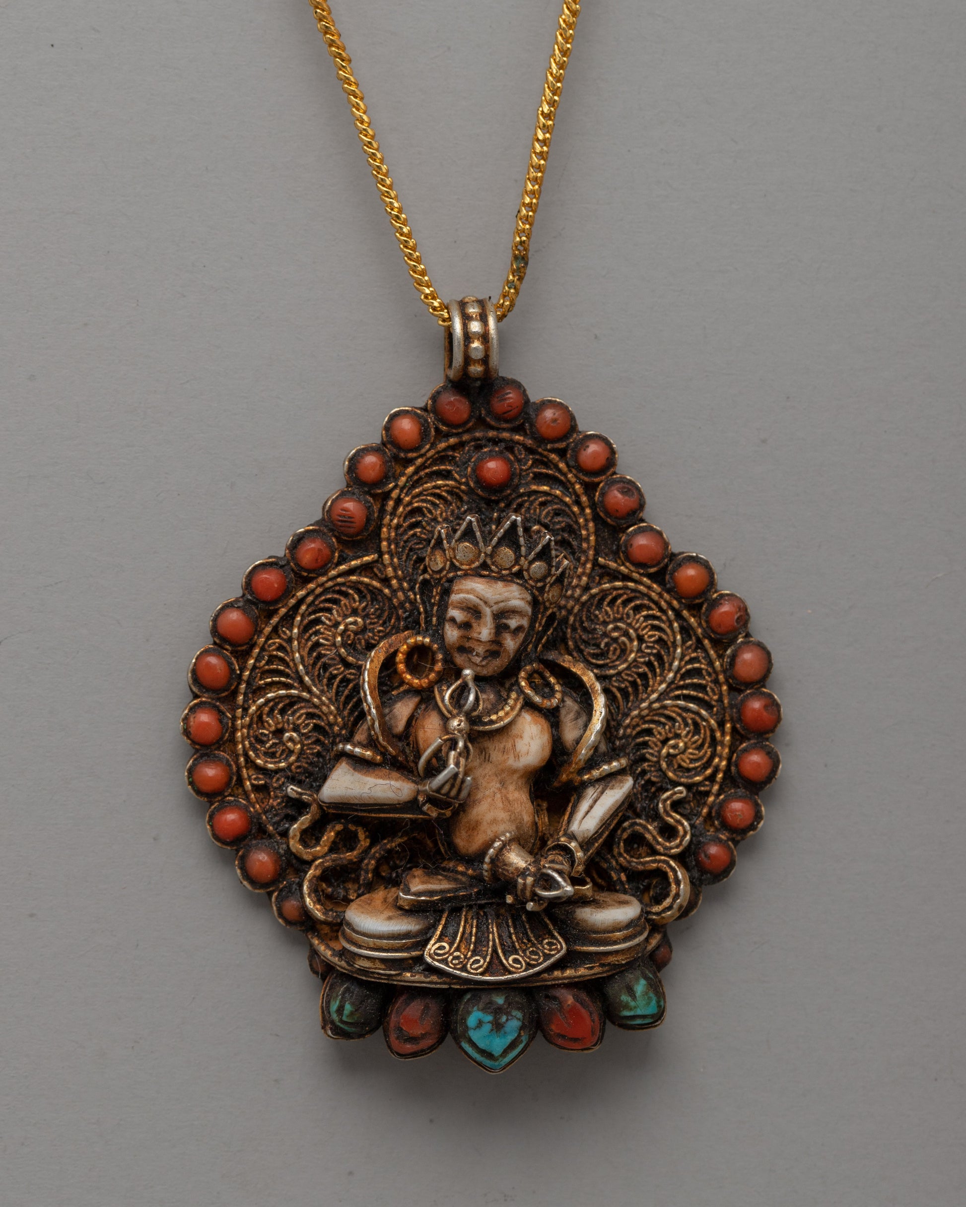 Copper Pendant Featuring Semi-Precious Stones