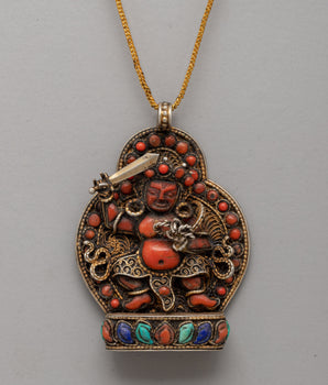 Gold-Plated Pendant with Coral & Turquoise