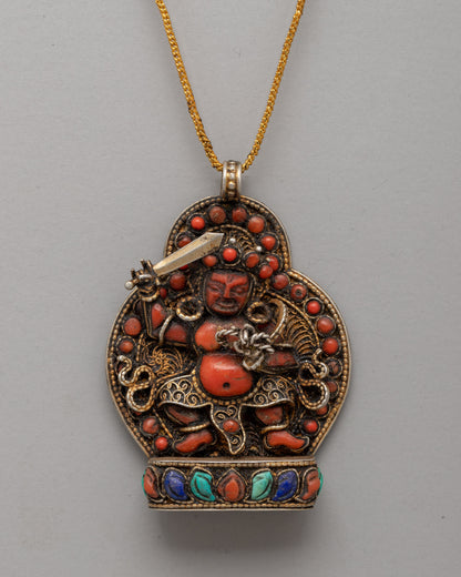 Gold-Plated Pendant with Coral & Turquoise