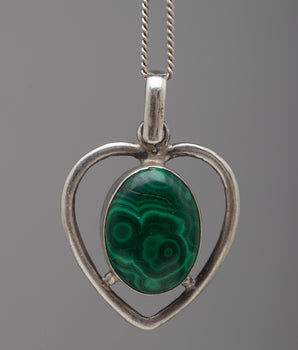 Heart Shape Malachite Locket