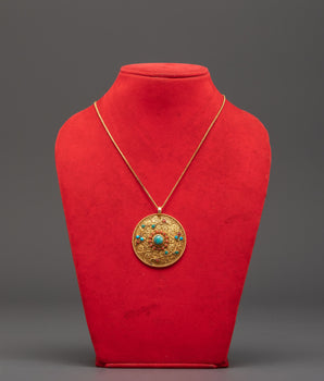 Tibetan Silver Locket with Coral | Gold Plated Jewelry