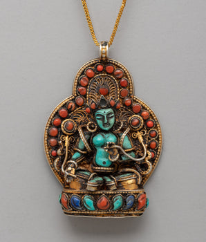Gold-plated Turquoise Coral Pendant