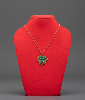 Handmade Gold Plated Turquoise Floral Pendant | Silver & Coral Stone Jewelry