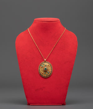 Silver Gold Plated Locket | Panna Stone Locket