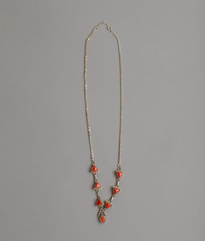 Silver and Triangle Coral Necklace