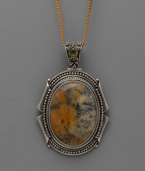 Agate Stone Silver Locket