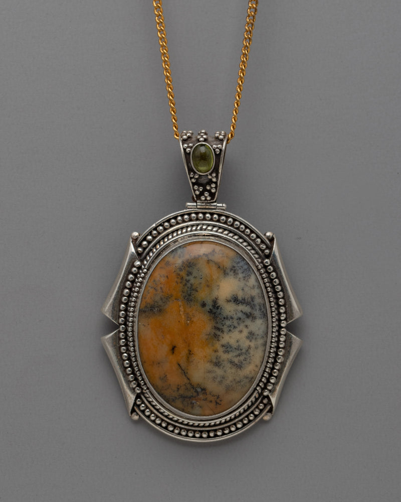 Agate Stone Silver Locket