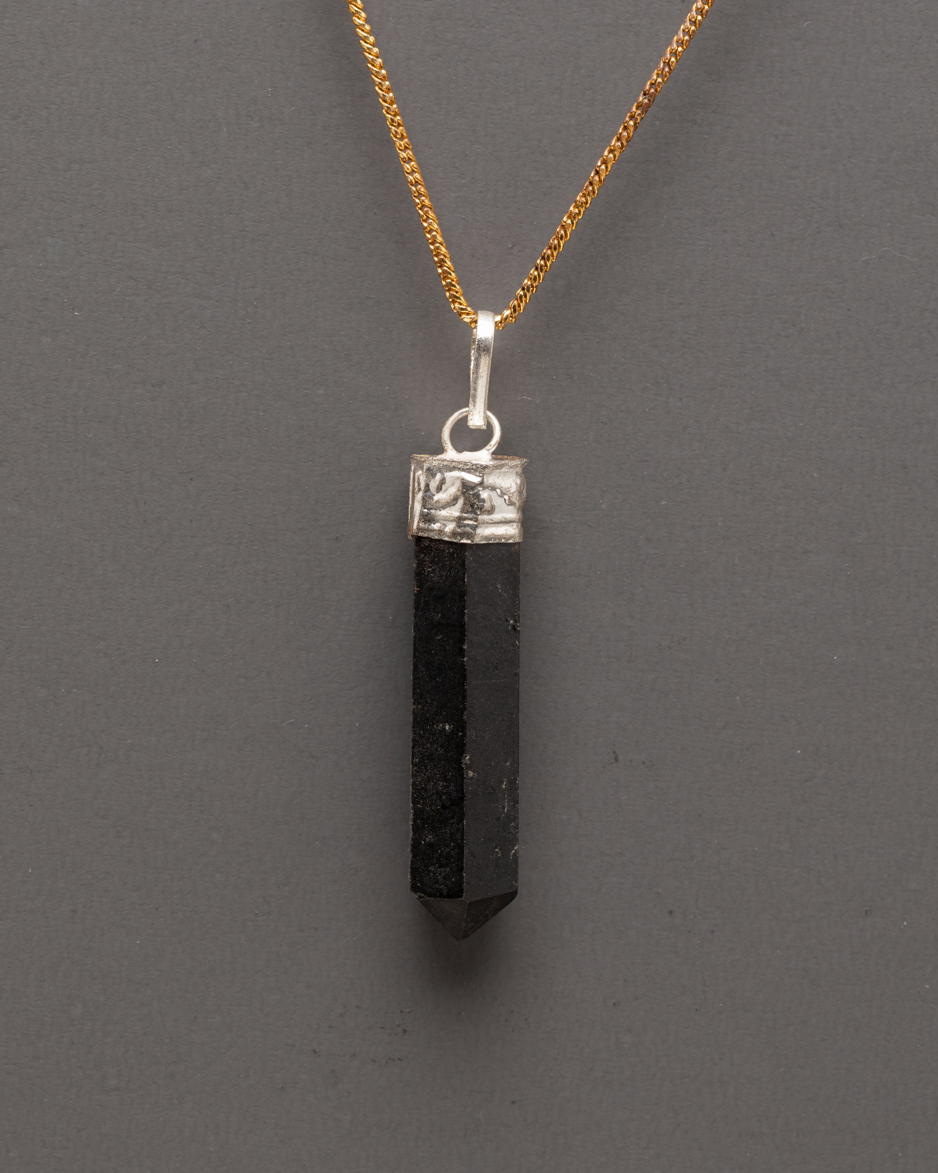 Black Tourmaline Stone Pendant | Natural Gemstone Jewelry