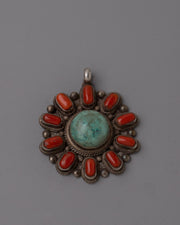 Turquoise and Coral Pendant