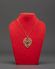 Silver Locket with Coral | Turquoise and Ruby