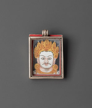 Sacred Tibetan Buddhist Deity Locket | Silver with Thangka Amulet