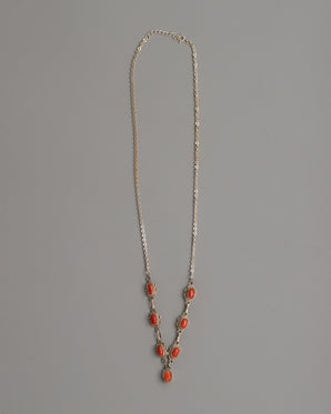 Necklace with Red Coral Accents